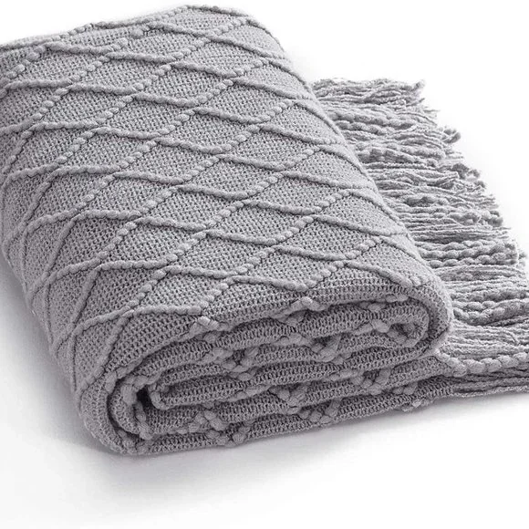 NEW VALENTINES Day GIFT Throw Blanket 50"x60" accent decor Knit gray wrap shawl - Picture 1 of 6